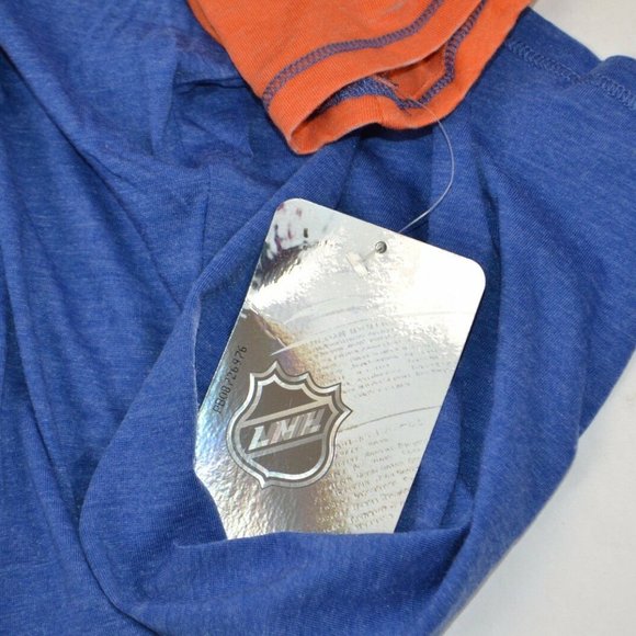 New York Islanders Scoop Neck T-Shirt, NHL Hockey Blue/Orange NEW - Picture 4 of 4